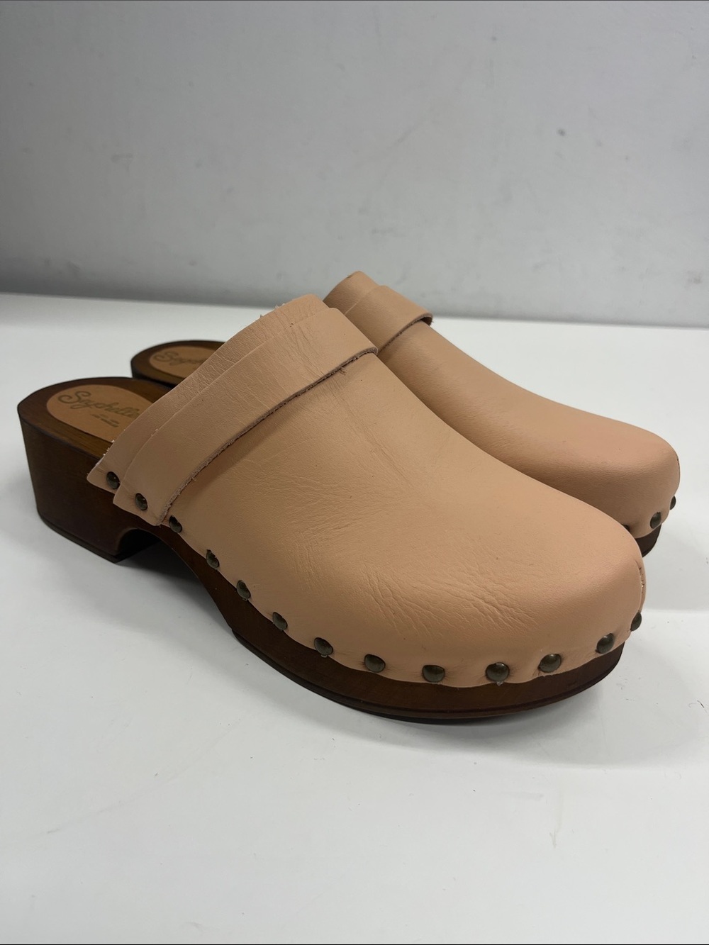 New Seychelles Womens Loud And Clear Blush Leather Slip On Clogs Shoes 8.5